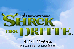 Shrek the Third title screen for GameBoy Advance